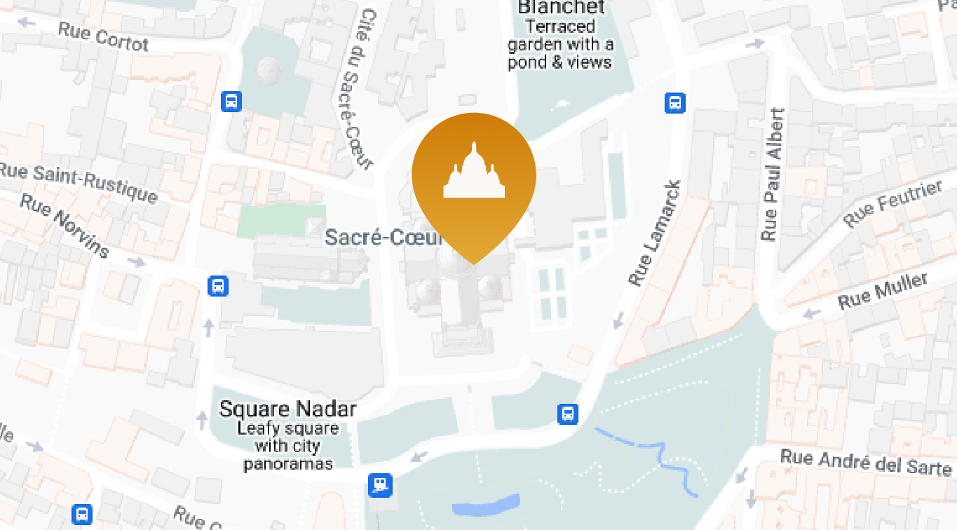Localisation de la basilique sur une carte de Paris